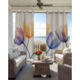 thumbnail image 4 of X-ray Floral Blackout Curtains 72 Inch Length Yellow Brown Tulips Blue Leaf Spring Retro Thermal Insulated Window Curtain Window Drapes 2 Panels for Bedroom Living Room 52"Wx72"L, 4 of 9