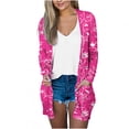 thumbnail image 1 of Pompotops Chemisier Décontracté à Manches Longues Imprimé pour Femmes avec Poche Cardigan Liquidation, 1 of 5