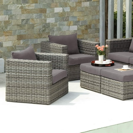 Harper Blvd Brixton Outdoor Wicker Chair And Ottoman 4pc Set