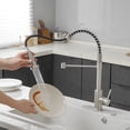 thumbnail image 2 of Kitchen Faucets With Pull Out Sprayer Commercial Spring Sink Faucet Stainless Steel Brushed Nickel Down Single Handle Farmhouse Deck Plate For Camper Laundry Utility Rv Wet Bar, 2 of 7