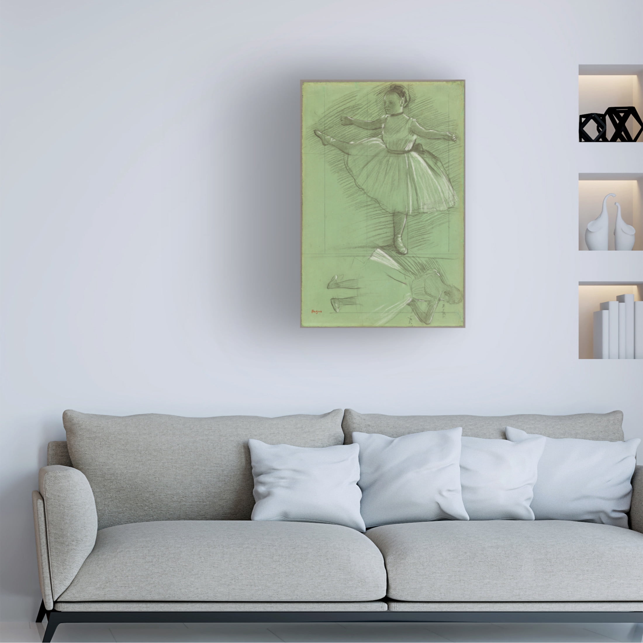 Edgar Degas 'Two Studies of Dancers, c.1873' Canvas Art - 22 x 32 Inches