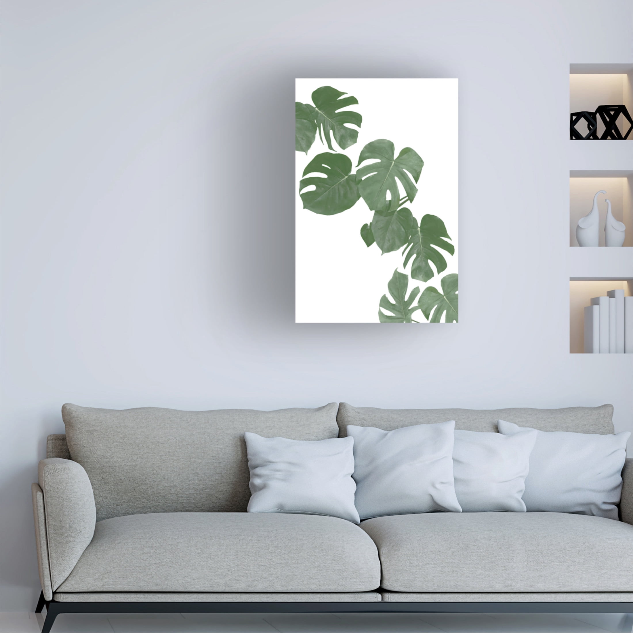 Canvas Wall Art - Pictufy Studio Ii 'Monstera Aqua 02' Wall Art for Living Room, Bedroom, or Office Décor by Trademark Fine Art - 30 x 47 Inches