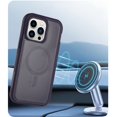 thumbnail image 5 of Magnetic PU Leather Case Compatible with Apple iPhone 15 Pro Max 6.7 inch, Compatible with All MagSafe Accessories, TPU Bumper Hard Cover Shockproof Protective for iPhone 15 Pro Max, Darkpurple, 5 of 7