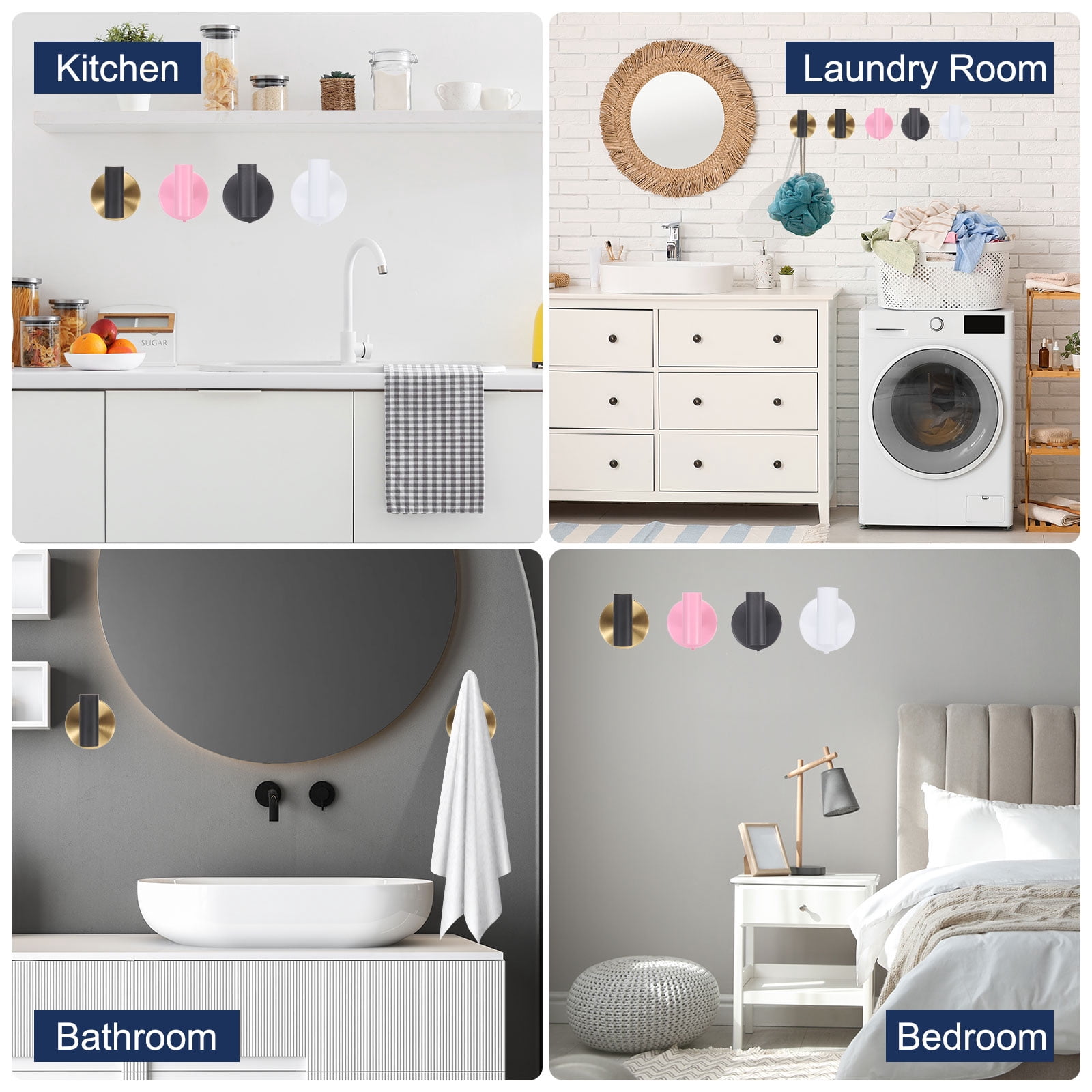 Unique Bargains Bath Towel Hook Stainless Steel Coat Hook Wall Mount Robe White