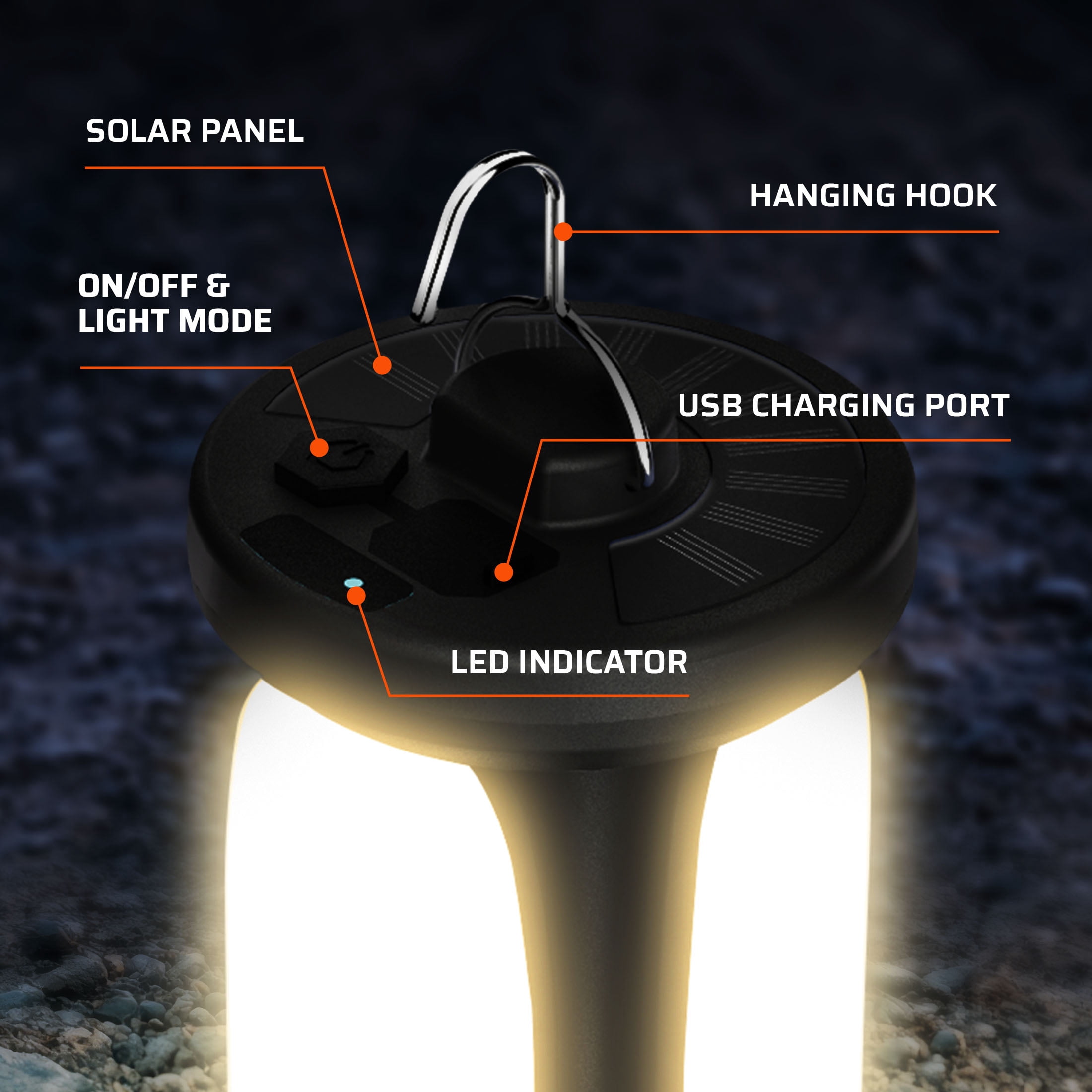 Roamcraft™ Solar-Powered 300 Lumen LED Camping Lantern with Power Bank