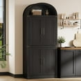 thumbnail image 6 of Soonbuy 71.4in Tall Arched Pantry Cabinet with Doors,Wood Bookcase with 2 Drawers,,Farmhouse Kitchen Cupboard Modern Display Storage Cabinet for Kitchen, Dining Room, Bathroom, 6 of 7