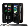 thumbnail image 1 of Solid Color Large-capacity Long Wallet, Vintage Multifunctional Coin Purse With Zipper & Wristband, 1 of 1