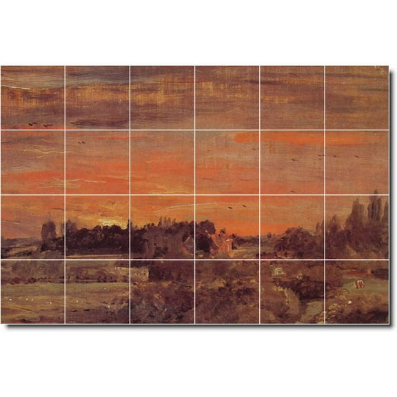 Ceramic Tile Mural-John Constable Country Painting 211. 25.5" w x 17" h using (24) 4.25 x 4.25 ceramic tiles