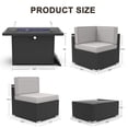 thumbnail image 4 of 8 Piece Patio Furniture Set with 44" Propane Gas Fire Pit Table, Outdoor Sectional Conversation Set Wicker Rattan Sofa Set with Coffee Table, 4 of 7