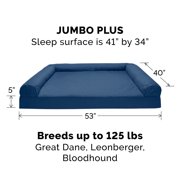 FurHaven Classic Sofa Orthopedic Dog Bed For Large Dogs, Solid Orthopedic Foam Slab for Joint Support, Removable Washable Cover, Jumbo Plus/XXL, Quilted Sofa, Ensign Blue