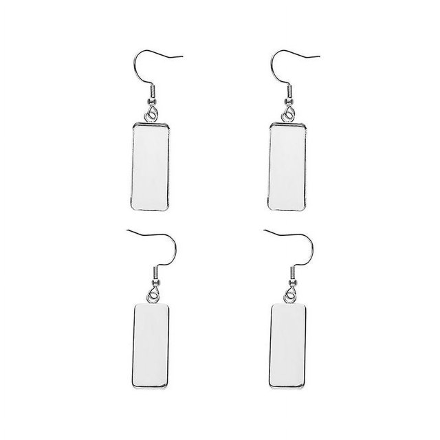 Ganchos de alambre para pendientes de acero inoxidable con bandejas rectangulares en blanco para configuración de pendientes de cabujón, bandeja colgante en blanco para pendientes