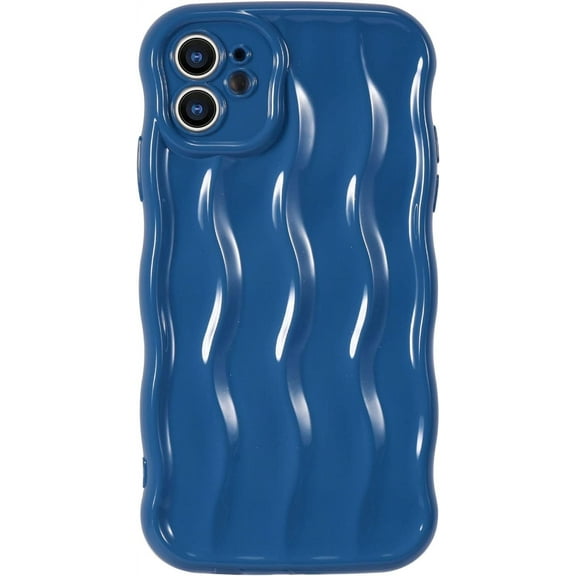 Water Ripple Curly Wave Frame for iPhone 11 Case,Soft Slim Silicone Water Ripple Pattern iPhone 11 Phone Case, Blue
