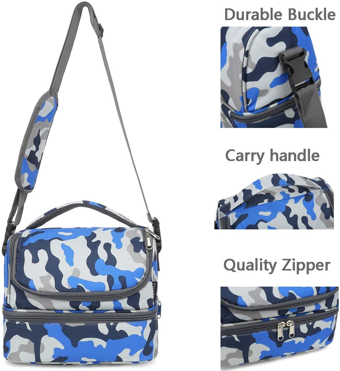 Lunch Bag for Kids Double Decker Cooler Insulated with Strap