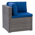 thumbnail image 4 of CorLiving Parksville Resin Wicker and Steel Outdoor Sectional Corner Piece with Cushions, Grey/Blue, 4 of 9