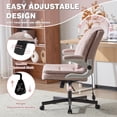 thumbnail image 2 of Wide Criss Cross Chair with Flip Up Back Cushion and Arms, Ergonomic Cross Legged Office Chair with Dynamic Lumbar Support, Upholstered Swivel Rolling Vanity Chair for Customized Comfort, 2 of 8
