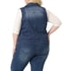 thumbnail image 3 of Chaleco de mezclilla sin mangas Agnes Orinda Plus Size para mujeres, chalecos clásicos de solapa, chaquetas de chambray, azul oscuro 3X, 3 of 6