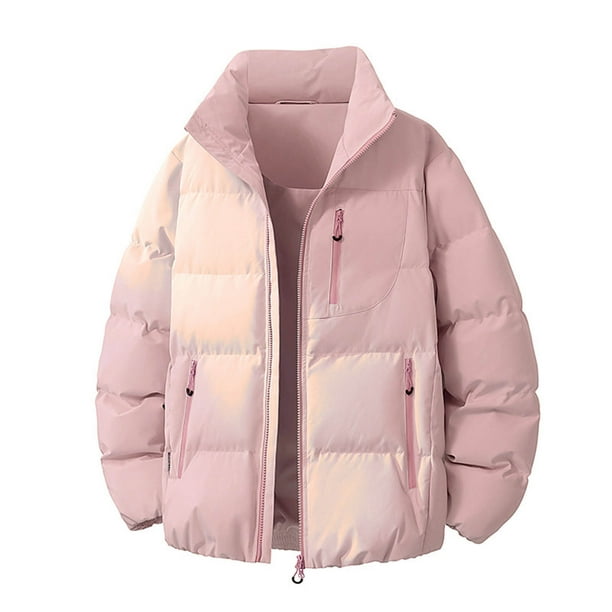 Ceisia Men's casual solid color warm stand collar zipper coat Gift pocket long sleeve outerwear