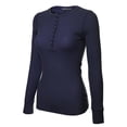 thumbnail image 3 of MixMatchy Women's Long Sleeve Eight Button Closure Henley Thermal Knit Top, 3 of 5