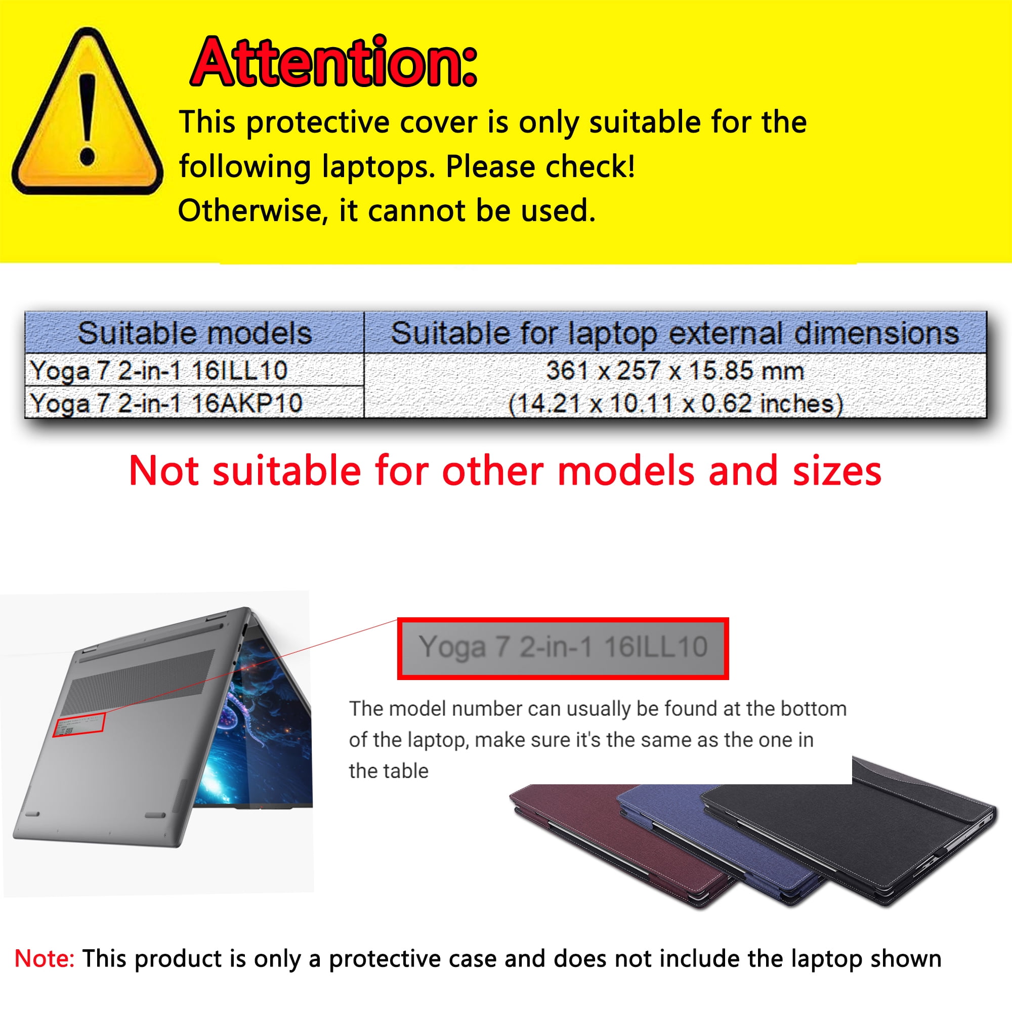 16 inch Laptop Case Cover for Lenovo Yoga 7 2-in-1 16ILL10 /16AKP10,PU leather Notebook PC Sleeve Protective Bag with Pen Holder