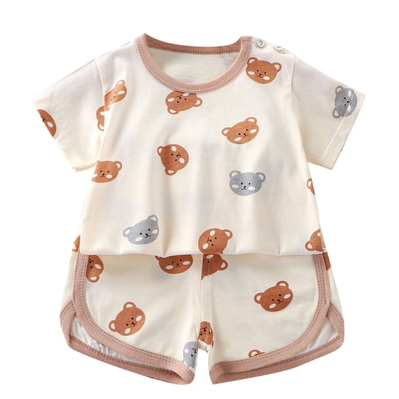 Hrsba Kids Summer 2 Piece Outfits Sets,Kids Summer 2 Piece Outfits Summer T-shirt Two-piece Set Sports And Casual Clothes,Toddler Summer Short Sleeve Round-Neck Blouses & Shirts Sets