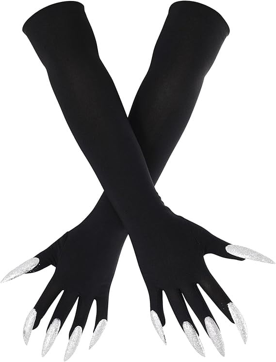 Halloween Claw Gloves with Long Fake Nails for Costume Parties and Stage Performances