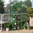 thumbnail image 5 of Costway 27” x 19” x 75” Mini Greenhouse with 5 Tier Shelves, PE Cover, Roll-Up Zipper Door Green, 5 of 11