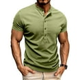 thumbnail image 2 of hotojiny Men's Henley Shirts Classic Fit Stretch Crewneck Muscle T-Shirt Half Button Gym Workout Athletic Top Summer Tees, 2 of 7