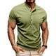 thumbnail image 1 of Tops para hombre, blusas y camisas de manga corta con cuello redondo para hombre, jersey informal de medio botón con cuello redondo y manga corta de color liso a la moda para hombre, top de poliéster, 1 of 8