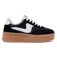 thumbnail image 3 of LUCKY STEP Womens Platform Fashion Sneakers Thick Sole Suede Faux Leather Casual Shoes,Black&White, 3 of 6