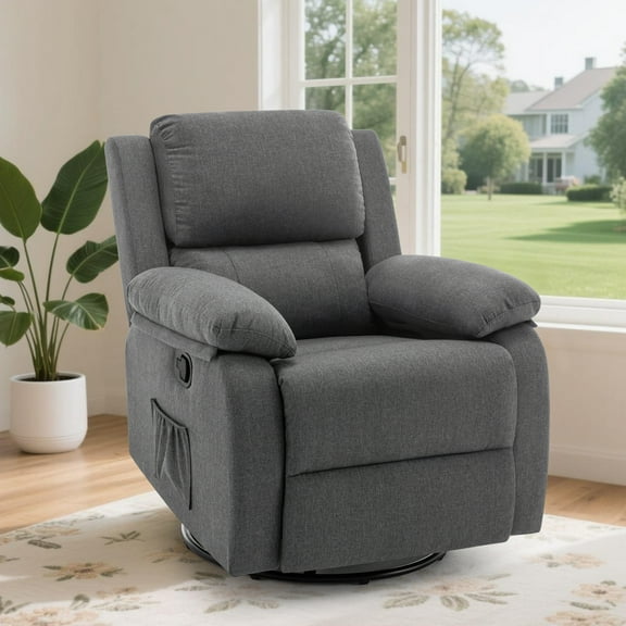 Lnsenfin Swivel Rocker Recliner Chair Small Recliners for Small Spaces for Living Room,Grey