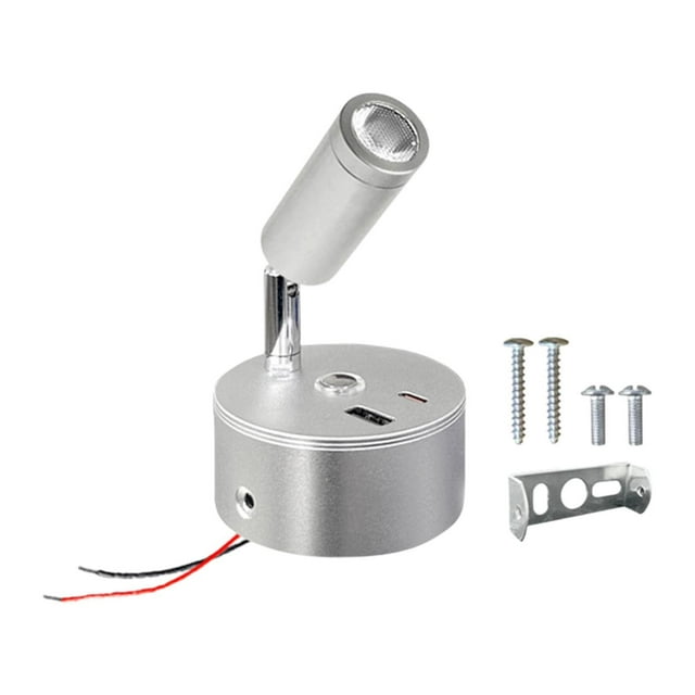 koolsoo RV Reading Lamp Night Light Bedside Light RV Light for Boat Van Trailer Silver A