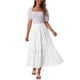 thumbnail image 2 of Falda Maxi Boho de Cintura Alta A Línea INSPIRE CHIC para Mujer, Falda Larga Casual de Verano Blanca L, 2 of 6