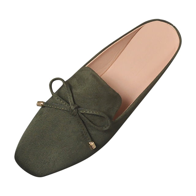 TOWED22 Chaussures de Ballet Plates à Bout Rond Mignonnes pour Femmes Chaussures Habillées Confortables (Vert, 7.5)