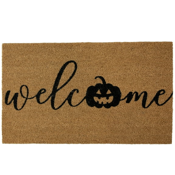 Northlight Natural Coir Pumpkin "Welcome" Halloween Doormat - 18" x 30"