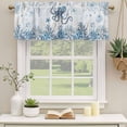 Blue Coastal Octopus Valances for Windows, Decorative Rod Pocket Window ...