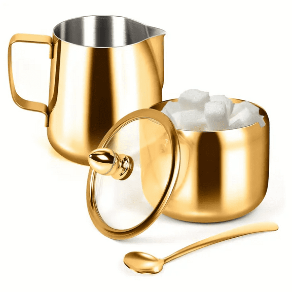 Golden stainless steel milk jug   sugar jar set
