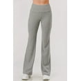 thumbnail image 2 of High Waist Waffle Textured Fleece Lined Flare Pants - Light Heather Gray, 2 of 6