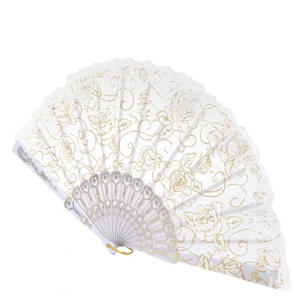 Abanico de Flores de Encaje Rosa Ecomeon Ventilador Plegable de Mano para Boda Decoración de Fiesta