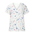 thumbnail image 4 of Blouses à Manches 3/4 pour Femmes Mode T-Shirt Décontracté à Col en V à Manches Courtes Imprimé pour Femmes Hauts Blouse Blouses pour Femmes en Liquidation, 4 of 8