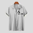 thumbnail image 2 of WREESH Men's Printed Button Down Shirts Short Sleeve Turndown Collar Tops with a Comfortable Fit and Pattern Gray, 2 of 5