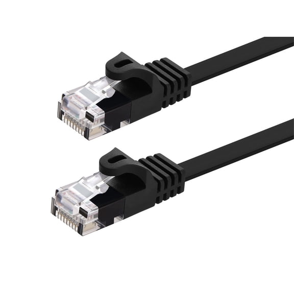 Monoprice Flat Cat6 Ethernet Patch Cable - 5 Feet - Black, Snagless RJ45, Flat, 550MHz, UTP, Pure Bare Copper Wire, 30AWG - Flexboot Series