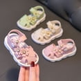 thumbnail image 2 of Xfvqtps Baby Infant Toddler Girls Squeaky Sandals Butterfly Flower Close Toe Hollow out Press Buckle Soft Sole Non Slip Washable Lightweight Summer PVC Newborn First Walker Crib Green, 2 of 6