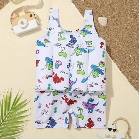 

CHGBMOK Summer Toddler Swimsuit Baby Girls Boys Float Suit One-Piece Swimwear Rashguard Cartoon Short Sleeve Zip Up Buoyancy Swimsuit