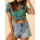thumbnail image 5 of CAMISAS DE MUJER INSPIRADAS CHIC Hawaianas de Manga Corta Tropical Floral con Botones XL Negra, 5 of 7