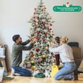 thumbnail image 4 of Topbuy 7 FT Pre-lit Artificial Christmas Tree, Snow-flocked Xmas Tree with Tiered Structure, 420 Warm White LED Lights, 4 of 10