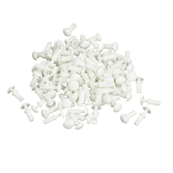 Unique Bargains 100Pcs Nylon Push Clips Rivet Fastener White for 3.4-4.3mm Thickness Panel