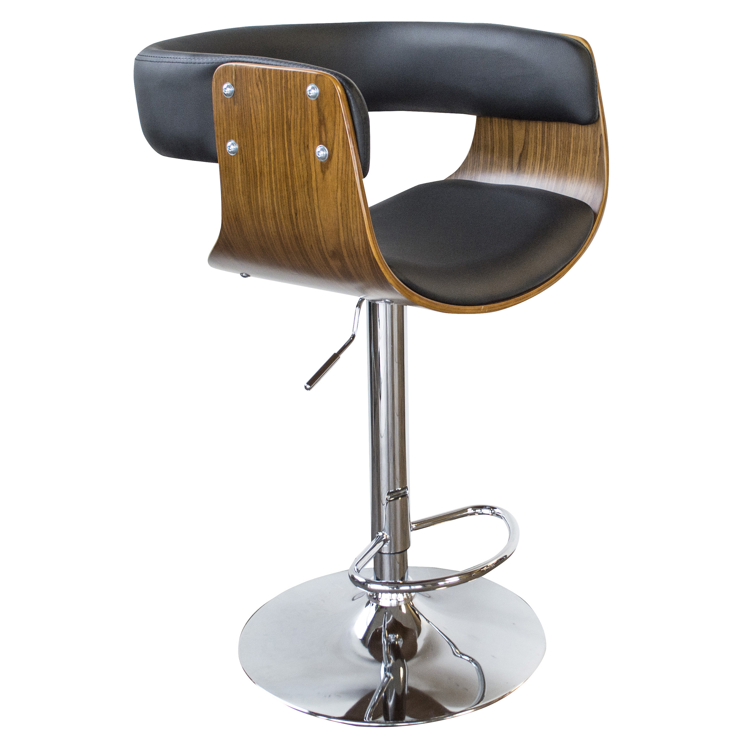 AmeriHome Bent Wood Jet Faux Leather Bar Stool