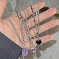 thumbnail image 1 of 2023 Y2k - Collar con colgante de corazón de cristal morado para mujer, estilo punk, estilo dulce y genial, joyería estética de moda, regalo 2023 - LY5668301 - Modelo LY5668301, 1 of 4