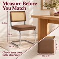 thumbnail image 2 of Coffee Linen Modern Rattan Dining Chairs Set of 4, Cane Back, Dinning Chairs, Sillas de Comedor, Upholstered Mid Century Modern Dining Room Chair, Chrome Metal Kitchen Chair, 2 of 9