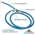thumbnail image 3 of Steam Dryer Hose Installation Kit - Stainless Steel Braided PVC Coated Hoses - 6 ft Long with 90 Degree Elbow, 1 ft inlet and Y Connector, 3 of 7